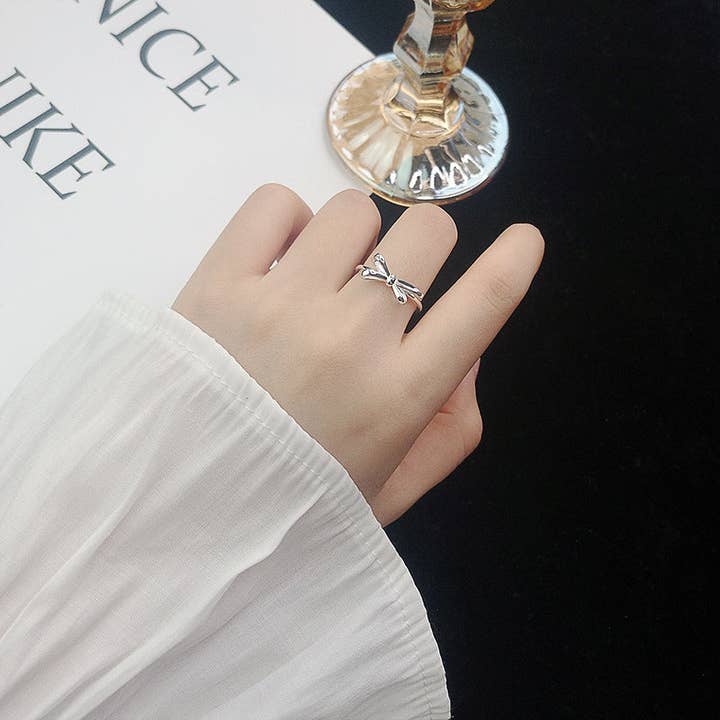 Perimade & Co. LLC - Wholesale Band/Stacked Ring - Bow Tie Bowknot Stacking Ring in 925 Sterling Silver4