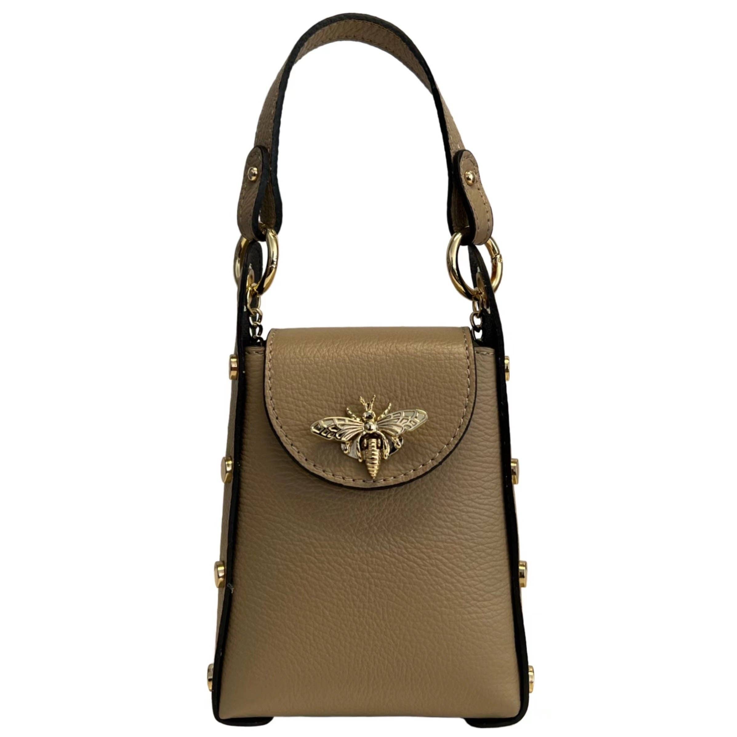 MODARNO - Wholesale Top Handle Bag - Women's - Modarno mini bag in genuine leather dollar with bee-shaped l14