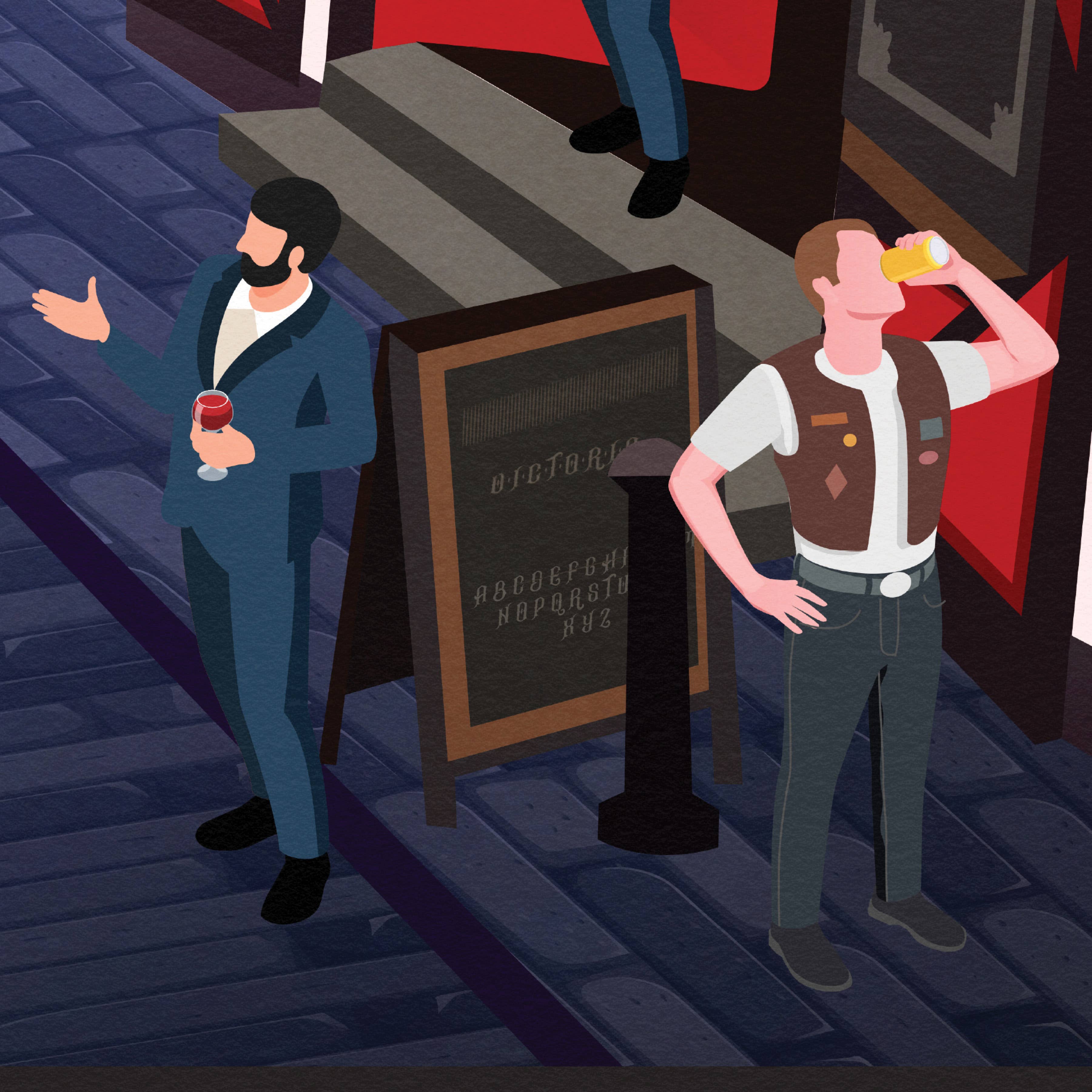 Printagonist – wholesale Poster – Ashton Lane Poster, Vintage looking Glasgow street illustrat3