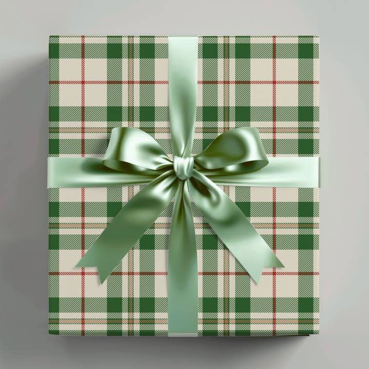 Feliz Natal Xadrez Verde e Vermelho por atacado de Wrapping Papered