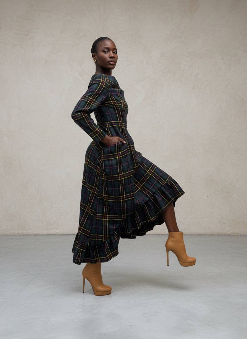 Groen Geruite Winterjurk Casablanca voor groothandel op Faire7