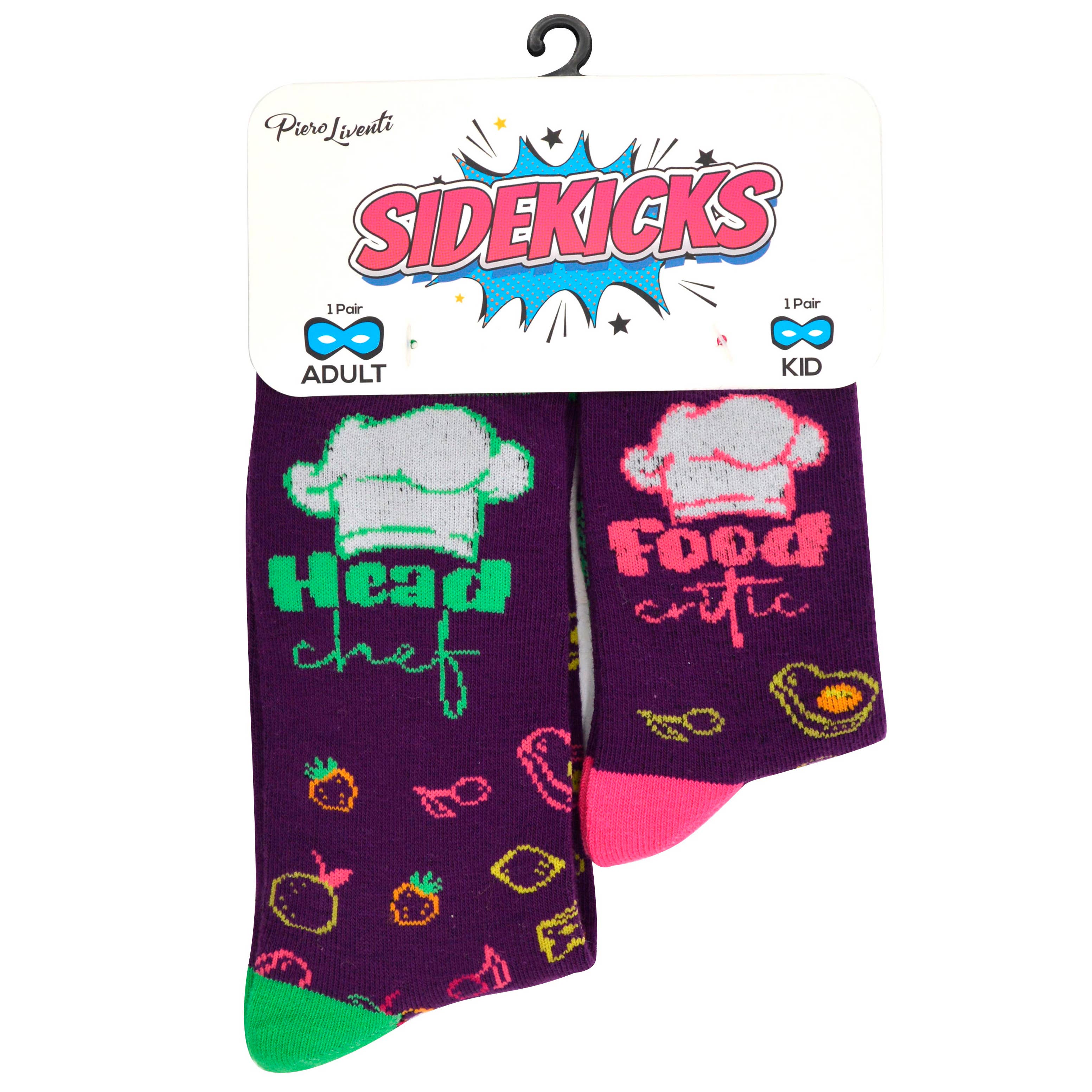 Boogie Toes - Wholesale Socks - Unisex - 2-pair Sidekicks Head Chef & Critic - Mommy & Me Socks Set3