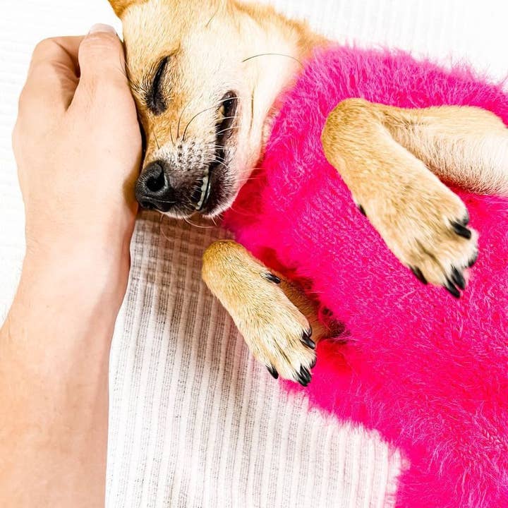 Hot Pink Fluffy Knit Dog Sweater for wholesale on Faire