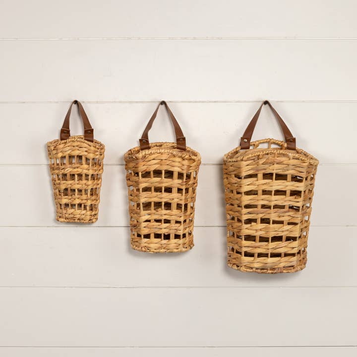 Ragon House - Wholesale Basket - SET/ 3 OPEN WEAVE BASKETS W/ HANDLES