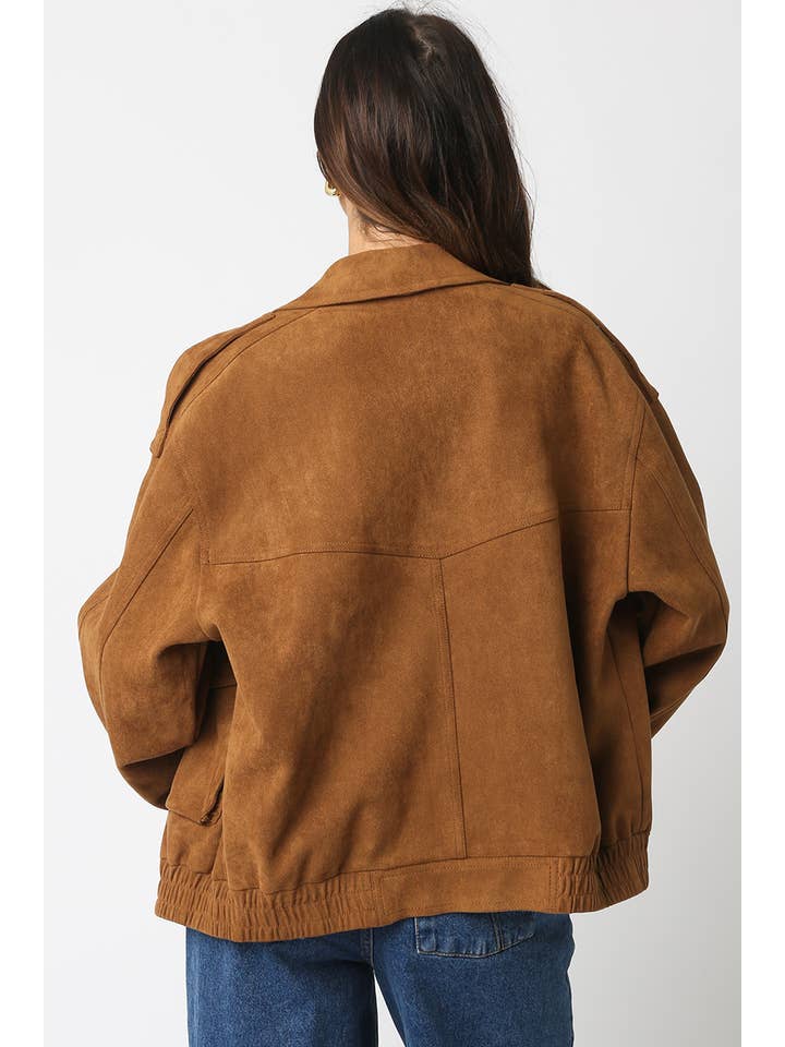 Olivaceous - Wholesale Jacket - Women's - Mia Faux Suede Jacket4