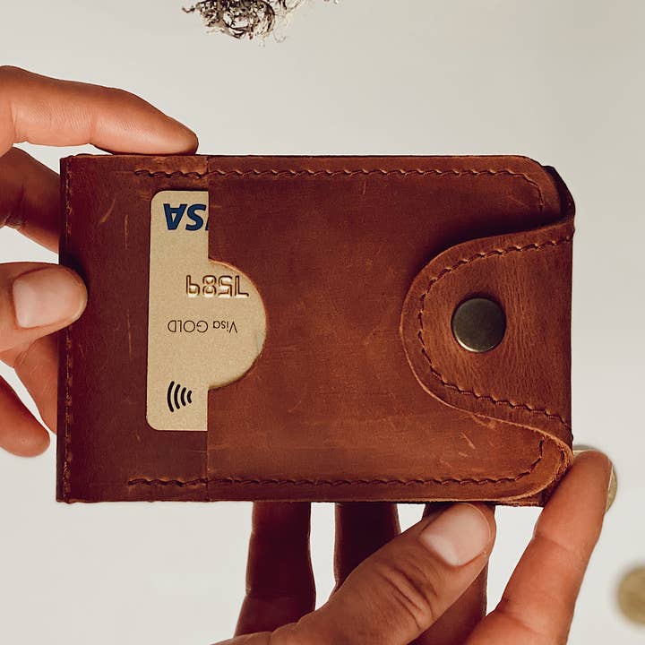 Copper Handmade Authentic Leather Money Clip for Men for wholesale by ShufliaCrafts