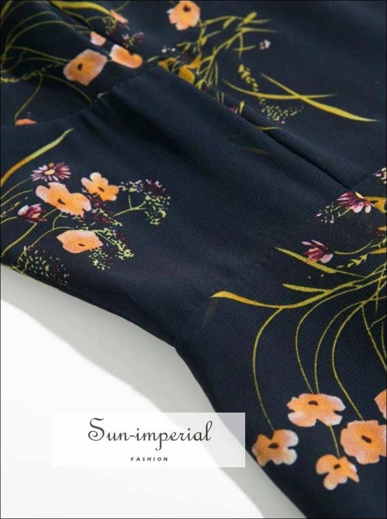 Sun Imperial – wholesale Klänning - Dam – Sol-Imperial Navy Vintage Blommig kvinnor Midi klänning2