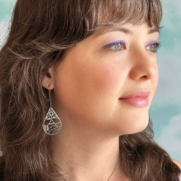 Moon Ocean & Sun Mountain Earrings for wholesale by A Tea Leaf Jewelry