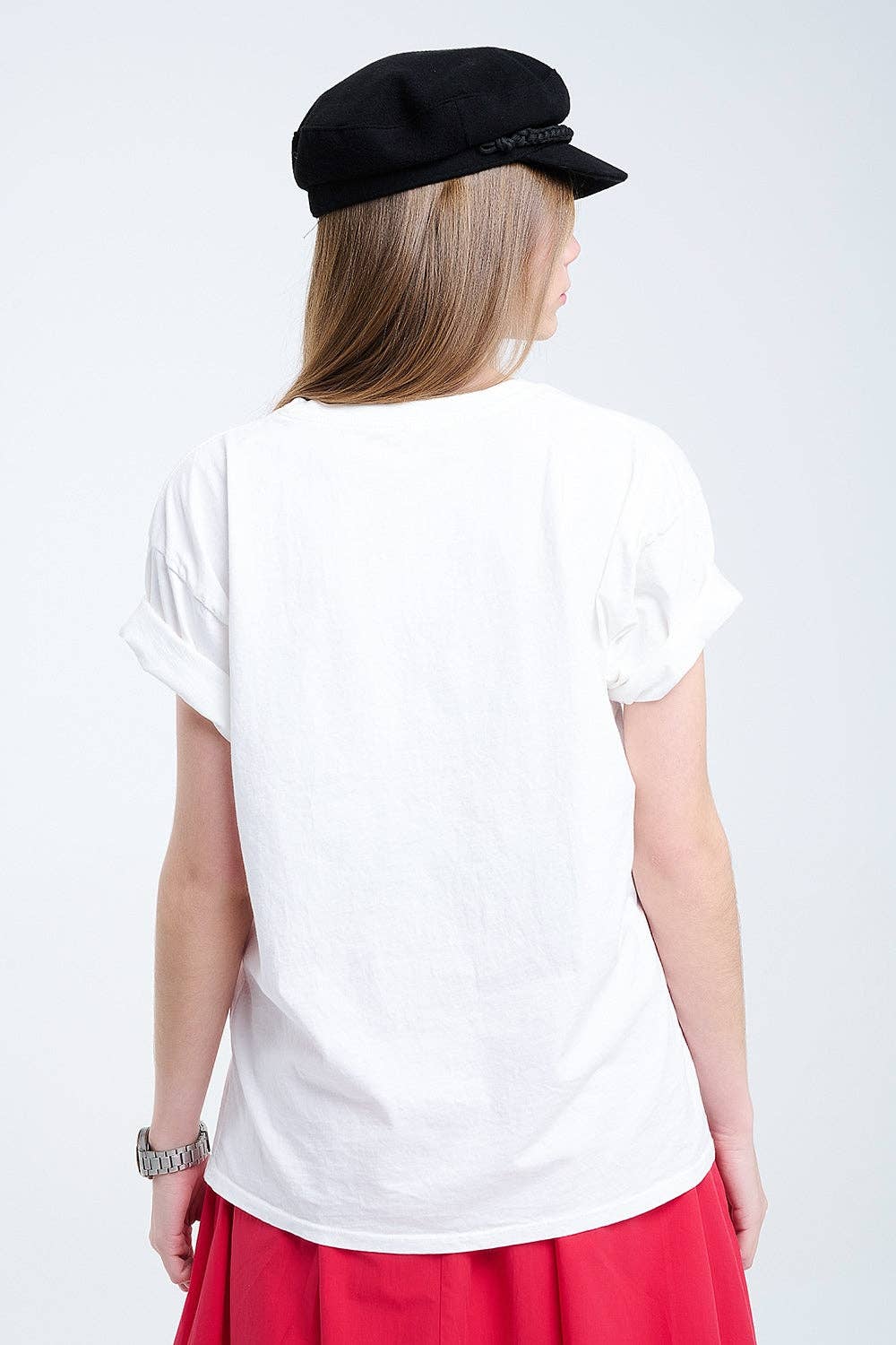 Relaxed White T-shirt With Rebel and Lips Graphic Print for wholesale on Faire3