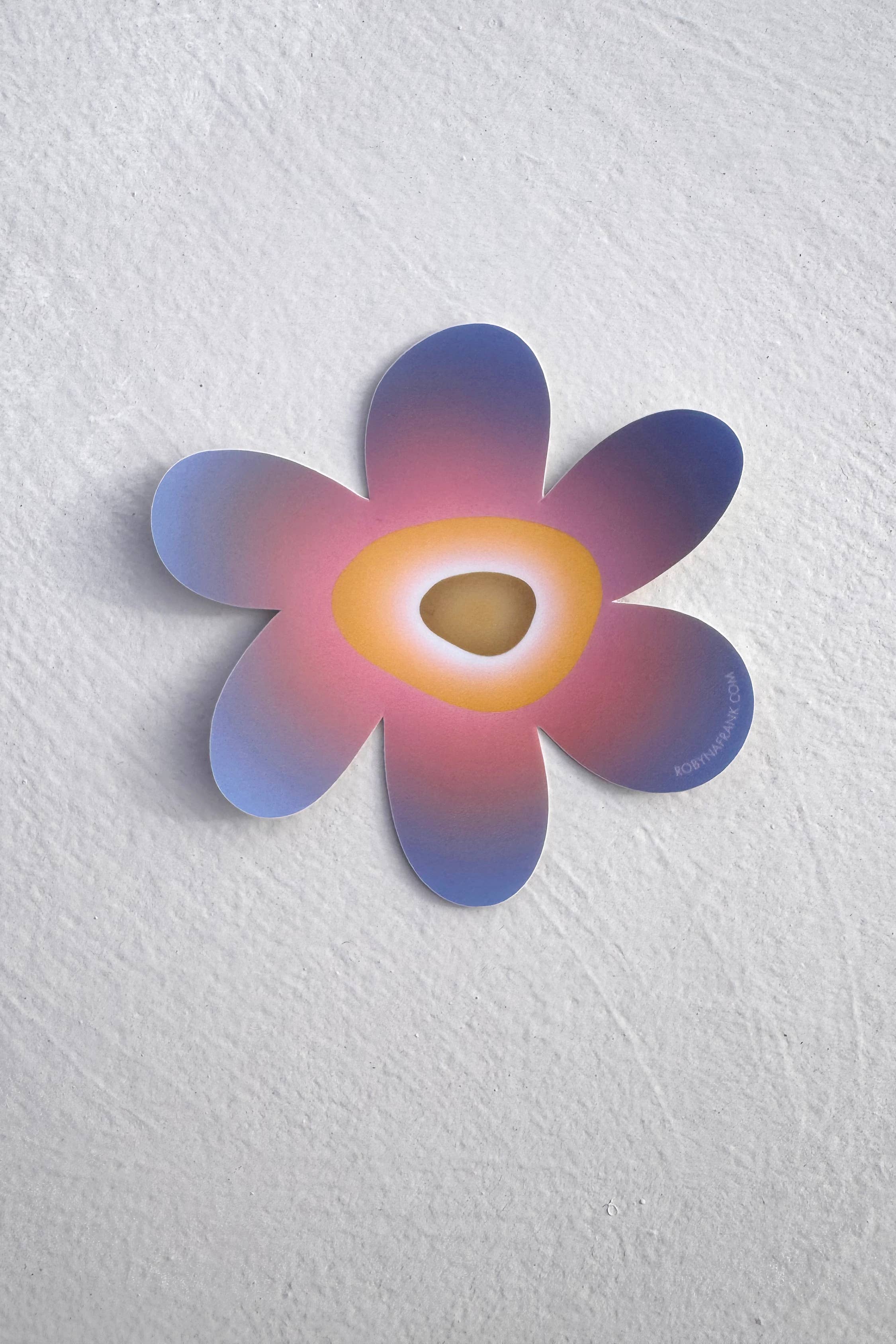 Robyn A. Frank Artworks - Wholesale Sticker - Blue flower - Die cut matte vinyl sticker 1