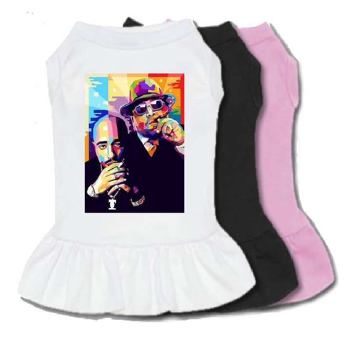2Pac Biggie Mehrfarbiges Hundekleid für den Großhandel von The Honest Dog Company