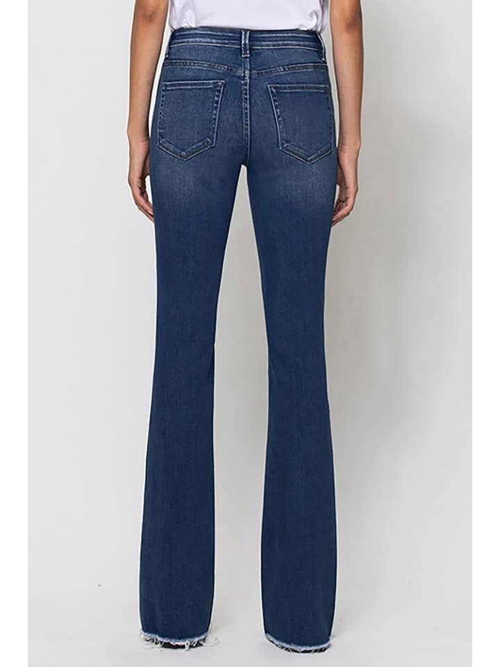 WITTY MID RISE RAW HEM FLARE JEANS T5349D for wholesale on Faire5