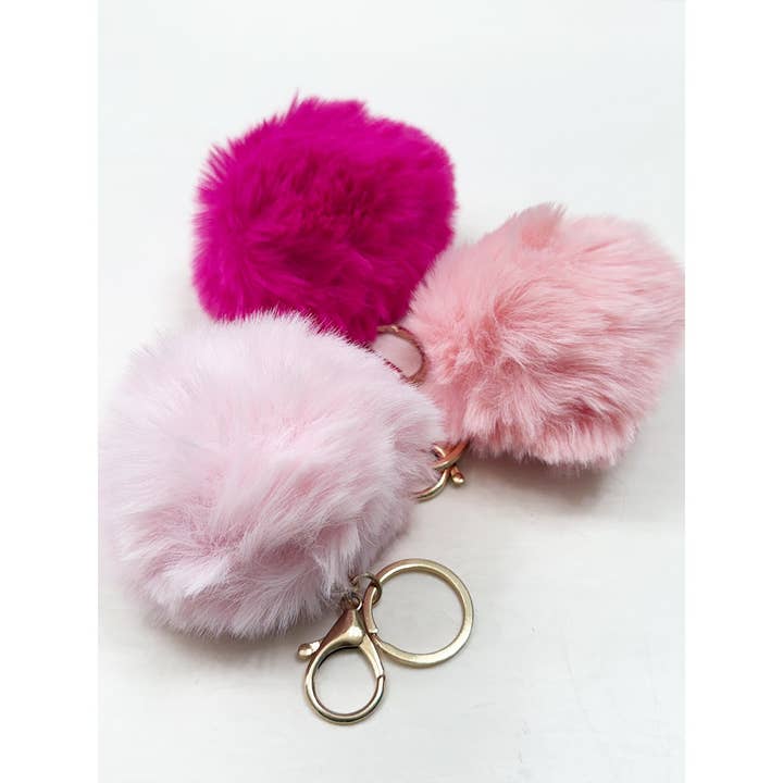 Mix Color Faux Fur Pom Pom Keychain for wholesale on Faire