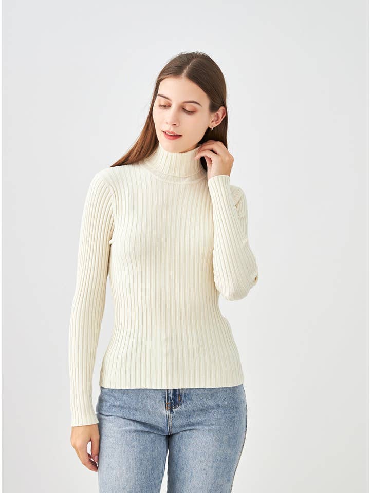J and W – wholesale Pullovertröja - Dam – Ribbad polotröja i stretchsiden