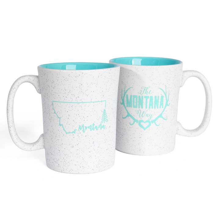 Montana Girl Speckle Mug in Teal for wholesale by The Montana Way