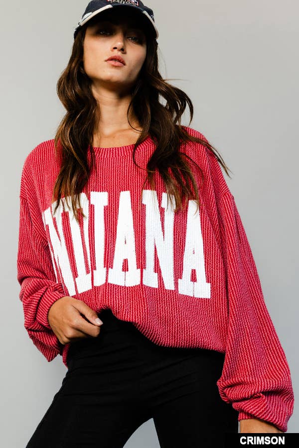 BUCKETLIST INC - Wholesale Graphic Sweatshirt - Women's - T1770I -'INDIANA' Comfy Oversize Graphic Sweatshirt, Gameday3