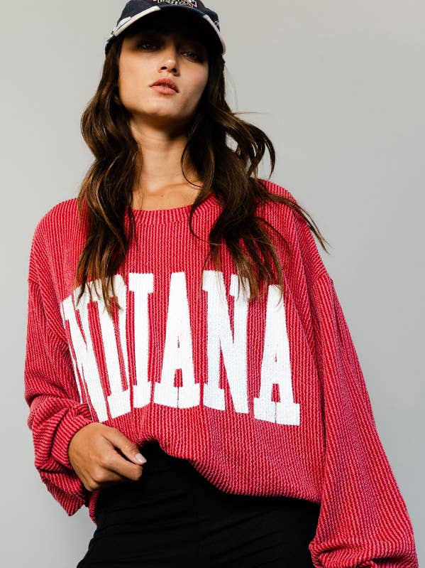 BUCKETLIST INC - Wholesale Graphic Sweatshirt - Women's - T1770I -'INDIANA' Comfy Oversize Graphic Sweatshirt, Gameday3