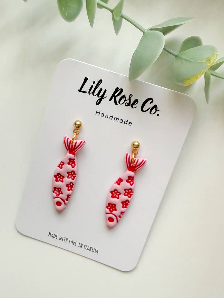 Kustvis Oorbellen / Roze en Rood / Oorbellen voor Haar voor wholesale door Lily Rose Co.