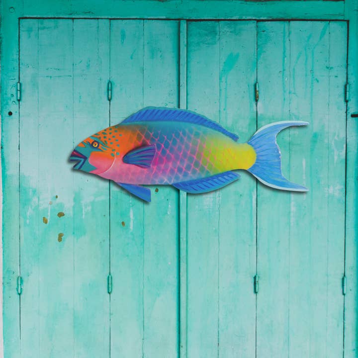 T.I. Design - Wholesale Sculpture - Parrot Fish Patio Safe Metal Sculpture1
