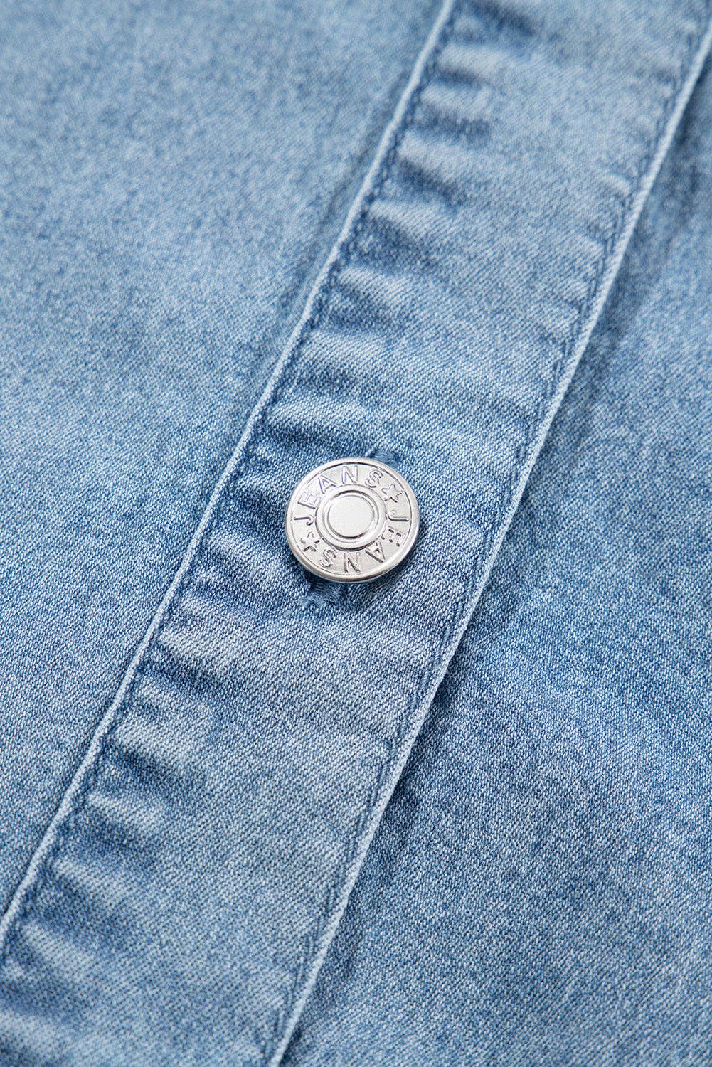 Lovesoft - Wholesale Dress - Women's - Light Blue Frilled Short Sleeve Button Up Loose Denim Shirt Dress8