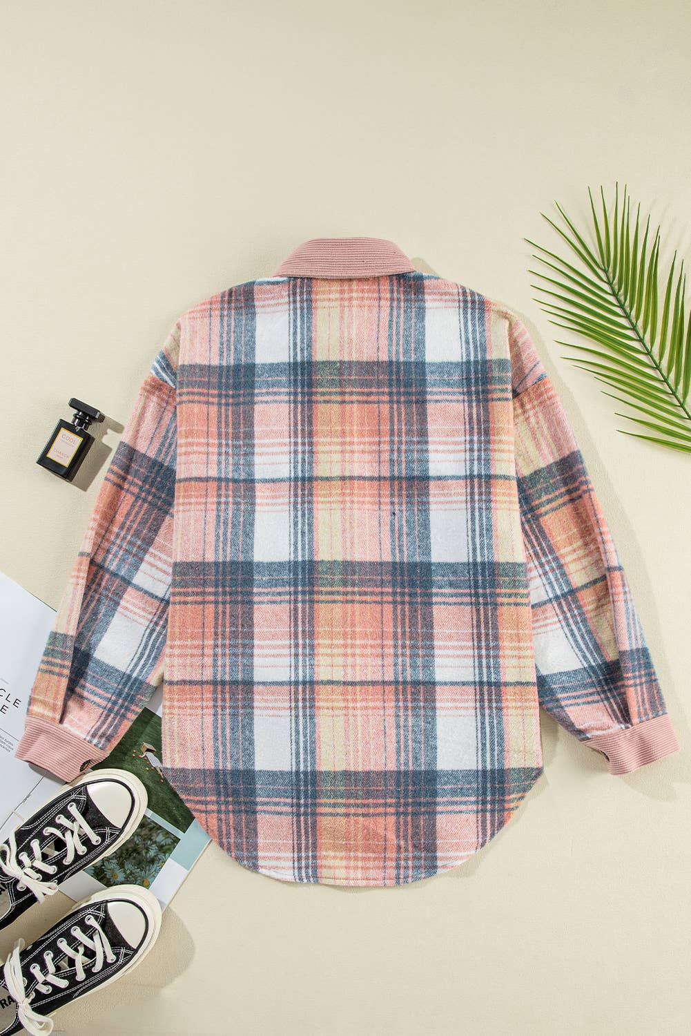 66DISCO - Wholesale Shirt Jacket/Shacket - Women's - Plaid Corduroy Patchwork Chest Pocket Shacket (S-2XL)4