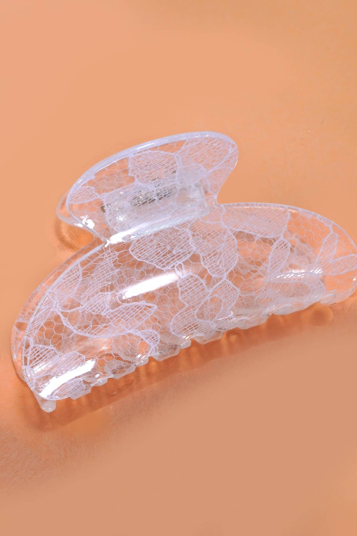 JOSSLYN by wall to wall - Wholesale Hair Clip - Women's - SHEER MESH LACE HALF MOON HAIR CLAW CLIPS | 40H8631