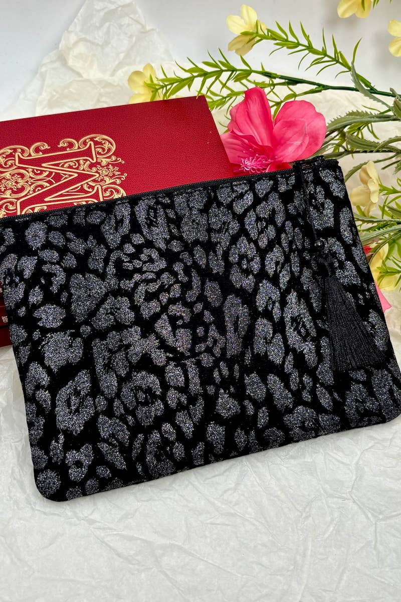 BYREN | ÉLINE L'ATELIER - Wholesale Toiletry Bag - Women's - Leopard sequin cotton makeup bag CY105DM1