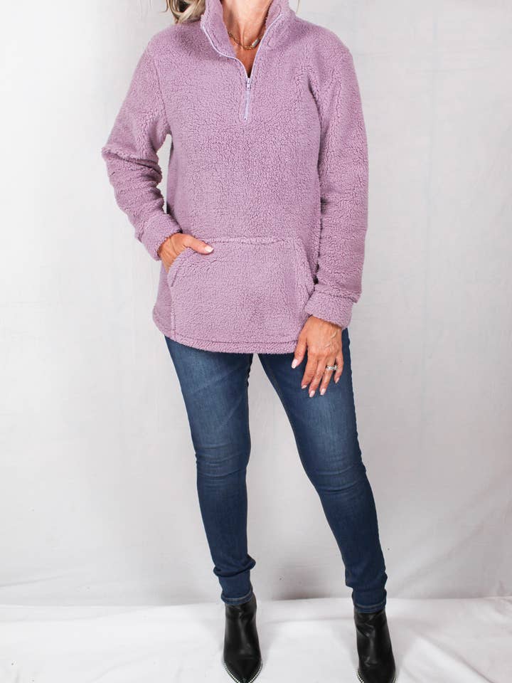 M9127B23-L - Lavender - Half Zip Sherpa A1372 for wholesale by K & C Clothing, Inc.