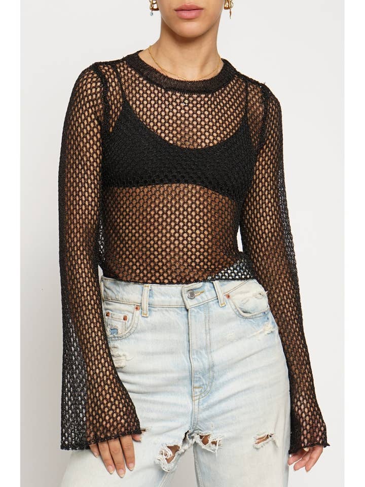 METALLISCHER NETZSTRICKPULLOVER für den Großhandel von Sans Souci