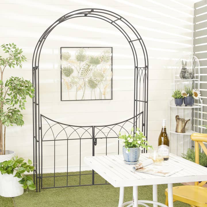 Import Corner - Wholesale Outdoor Ornament/Decor - A-31617: METAL ARBOR GATE 55"W, 86"H6