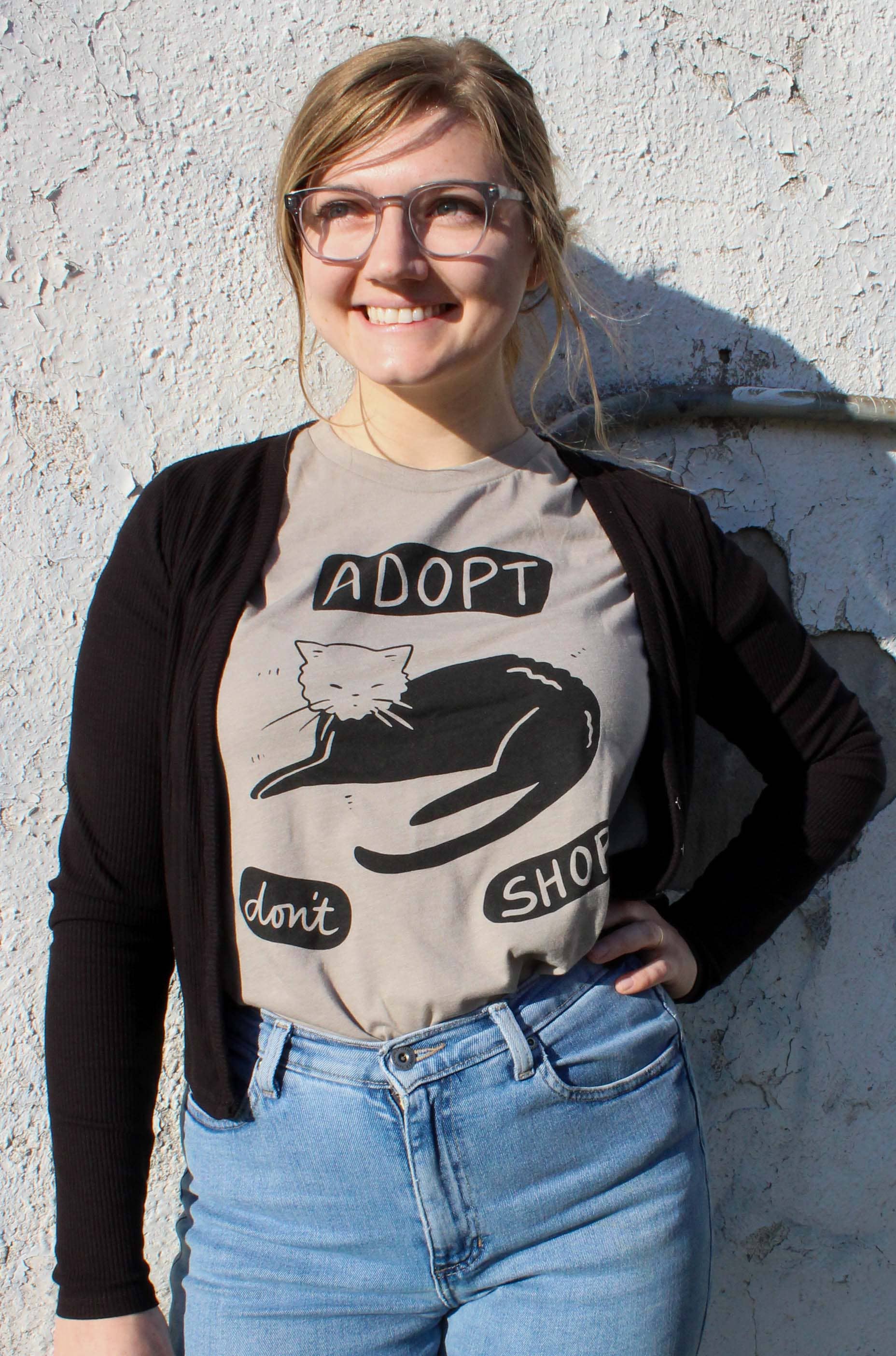 Yonder Studios - Wholesale Screen Printed T-Shirt - Women's - Adopt Don't Shop Shirt0