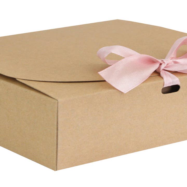 Confezione da 12 scatole kraft marroni con fiocco rosa baby per la vendita all'ingrosso da parte di Emartbuy