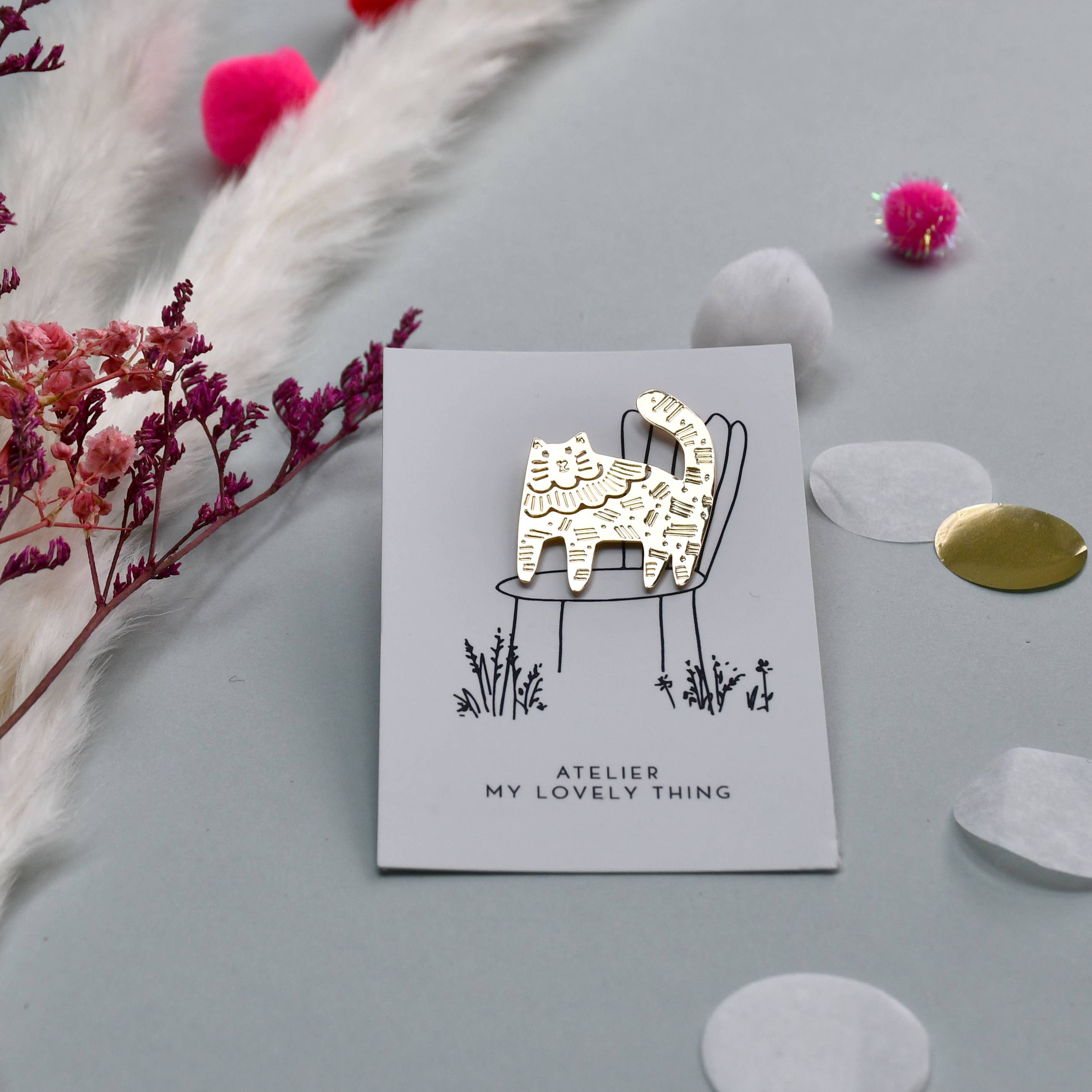 MY LOVELY THING - Vente Épinglettes/boutons - Épinglette Lovely Cat en laiton1