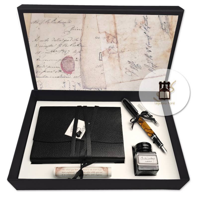 Legatoria Koiné – Großhandel Tagebuch – Schreibset mit mittelalterlichem Medioevalis-Leder-Tagebuch und Füllfederhalter1