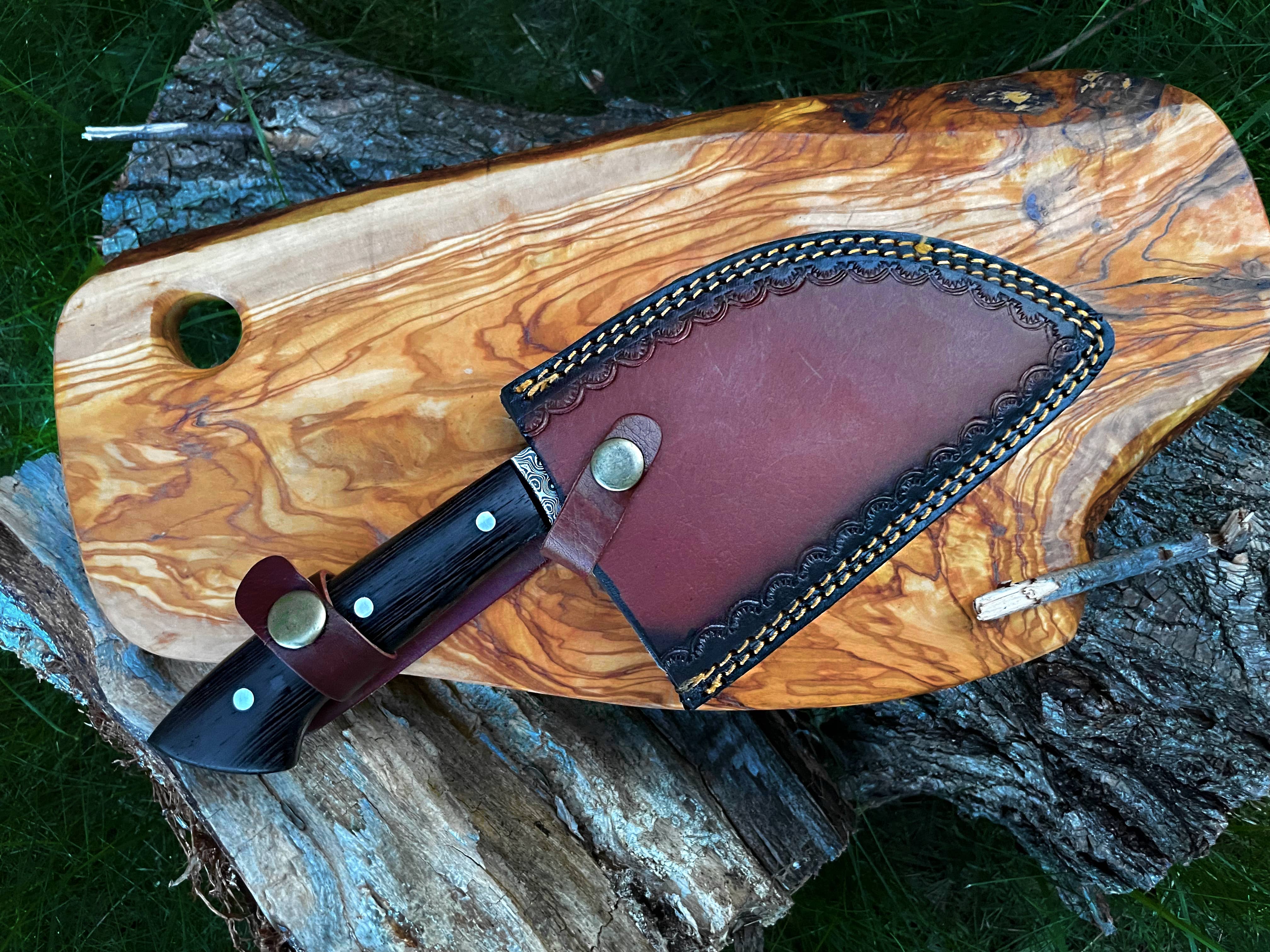 Titan International - Vendita all'ingrosso Coltelli da cucina/multiuso - Mannaia a punta di pecora in acciaio damasco TK-0111