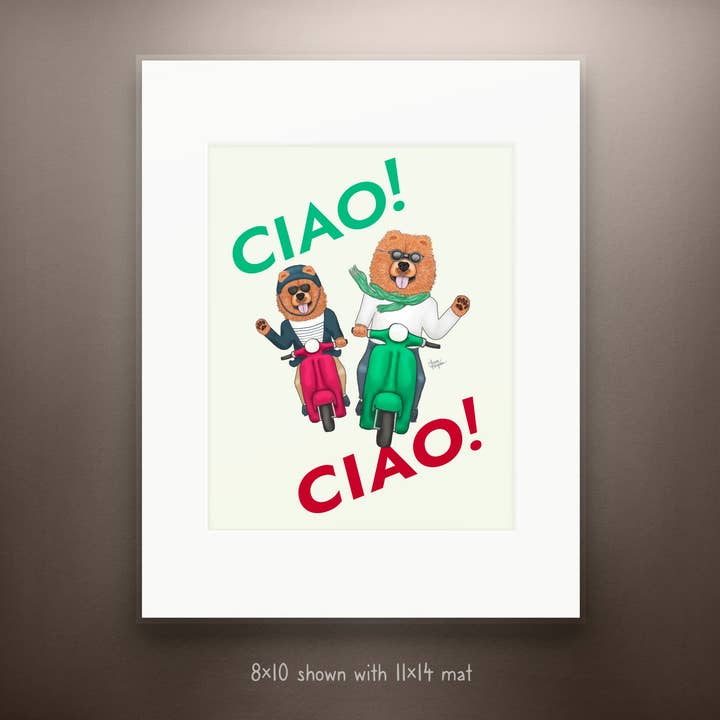 Laura Bergsma Studio – Engroshandel Kunsttryk – Chow Chow Hundekunsttryk, Ciao! Ciao!
