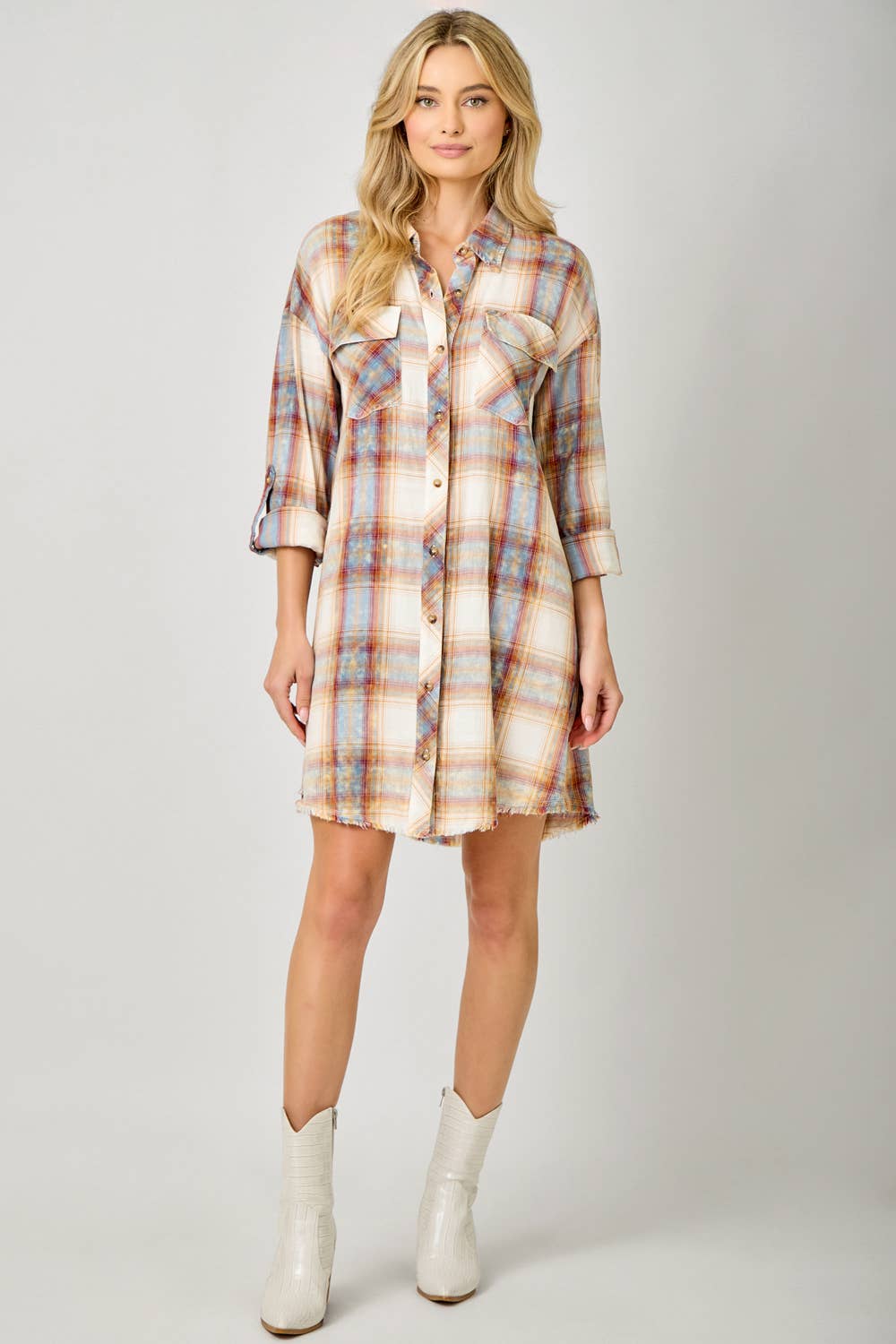 Mystree - Wholesale Dress - Women's - 61161 Washed Plaid Shirt Dress23