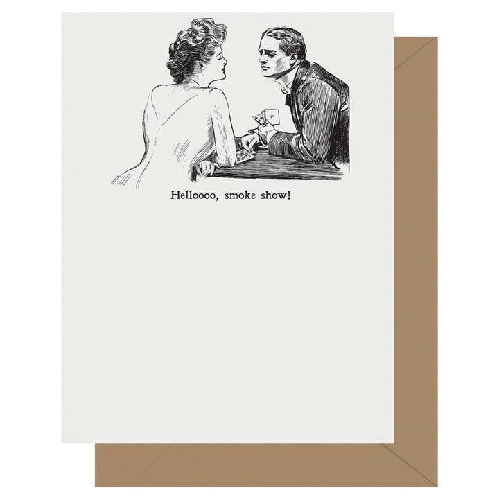 Gibson Girl Smokeshow Letterpress Greeting Card for wholesale by Letterpress Jess