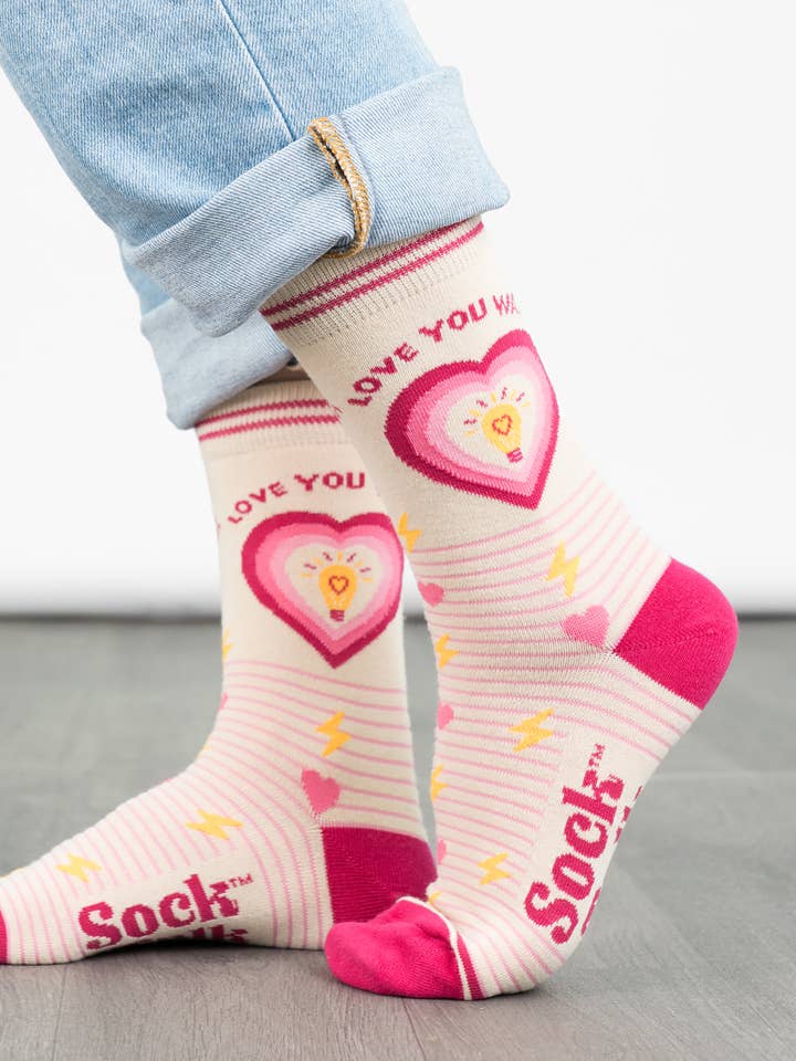 Women's Combed Cotton Ankle Socks- Love You Watts for wholesale by Sock Talk