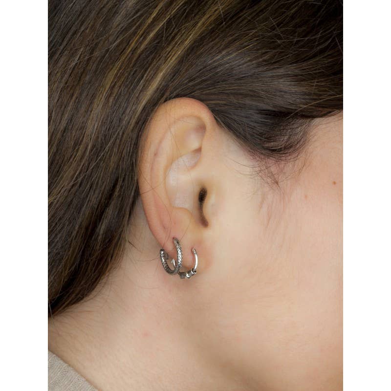 COM FORSA SL - Vendita all'ingrosso Orecchini a cerchietto - Orecchino a cerchio con ciondolo a cordoncino + 3 pezzi 12 mm in argento 9250