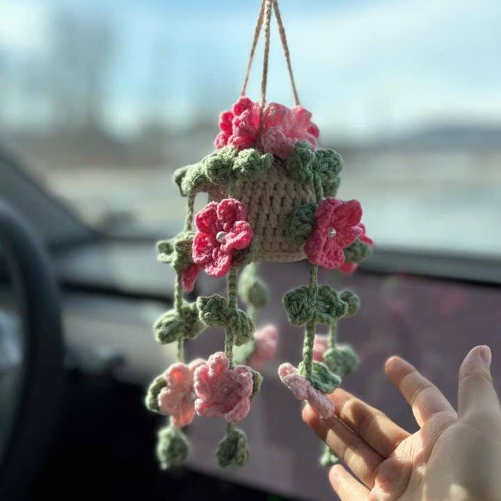 Anh2 LTD - Wholesale Decorative Tabletop Object - Crochet Hanging Plant For Car, Crochet Flower, Pothos Plant
