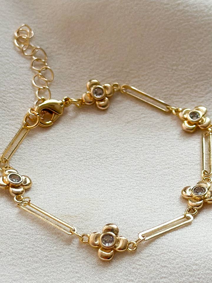 18k Gouden CZ Bloem Ketting Armband voor wholesale door Ellis Grey Jewellery