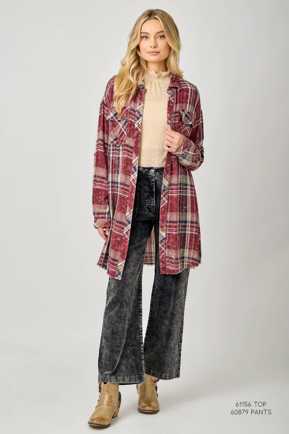 Mystree - Wholesale Dress - Women's - 61161 Washed Plaid Shirt Dress12