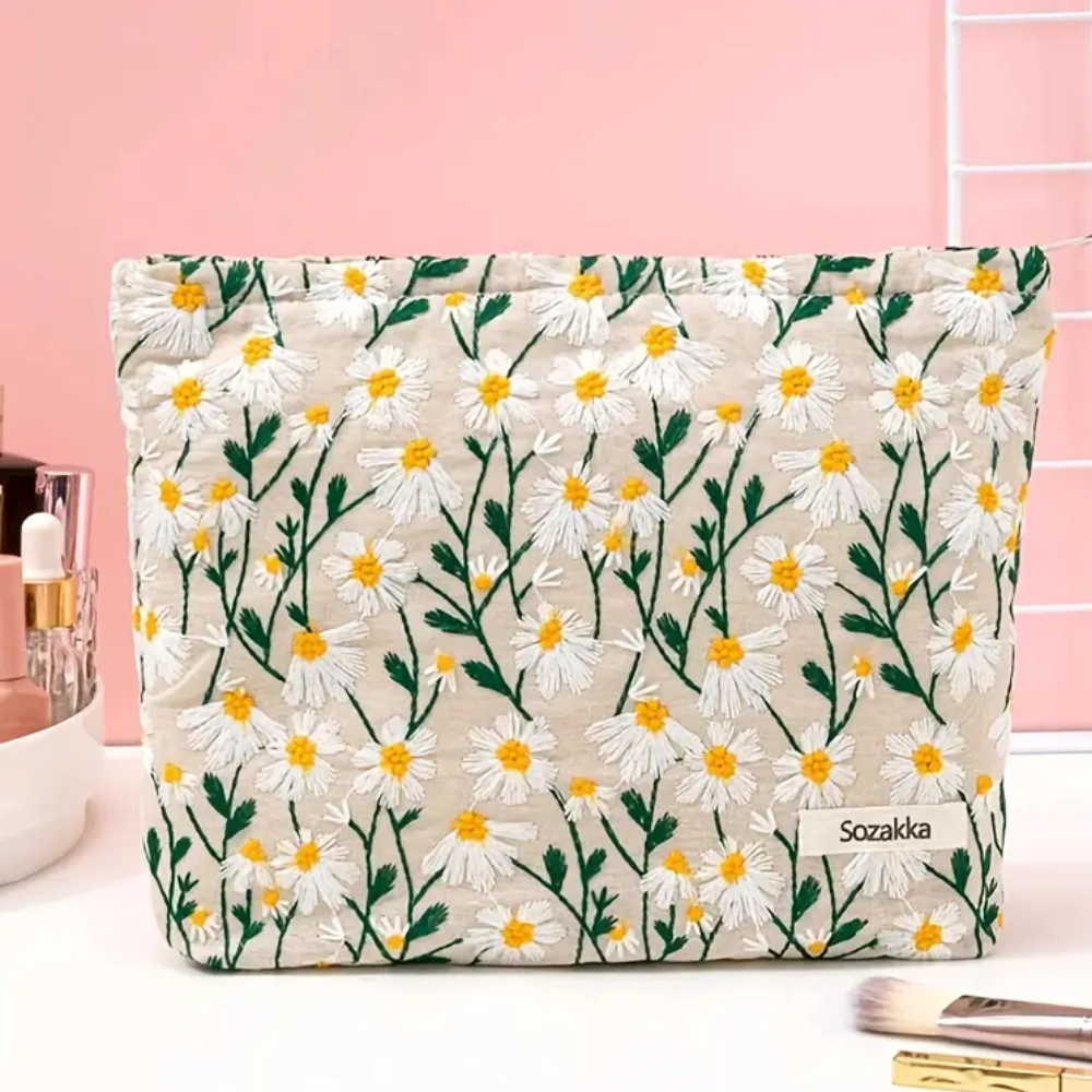 Ashlen – wholesale Make-up/cosmetic bag – EMBROIDERED FLOWERS MAKEUP BAG0