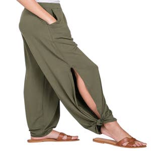Forever Comfy Drawstring Wide Leg Pants - Light Olive