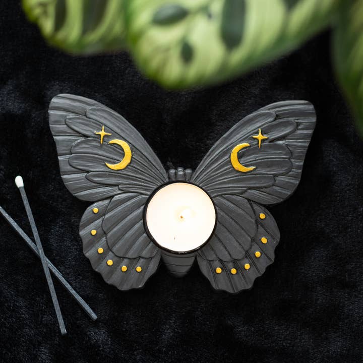Something Different Wholesale - Wholesale Candle Holder - Black Moth Tealight Candle Holder