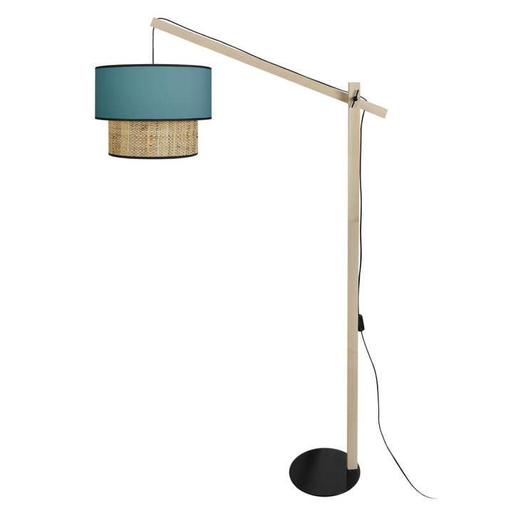 COCHIN P - Lampadaire Droit Bois Naturel Et Bleu pour la vente par Tosel Shop