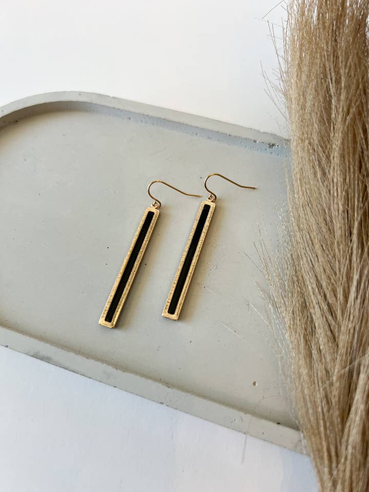 Gold Bar Dangles, Black for wholesale by Sincerely, Abi