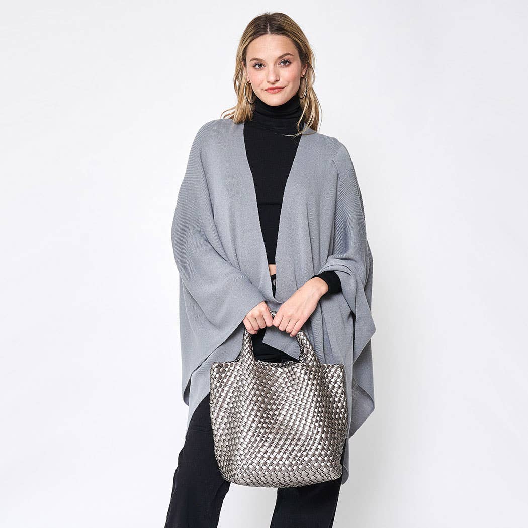 Fashion City - Wholesale Poncho - Women's - Solid Ruana with Shoulder Strap25