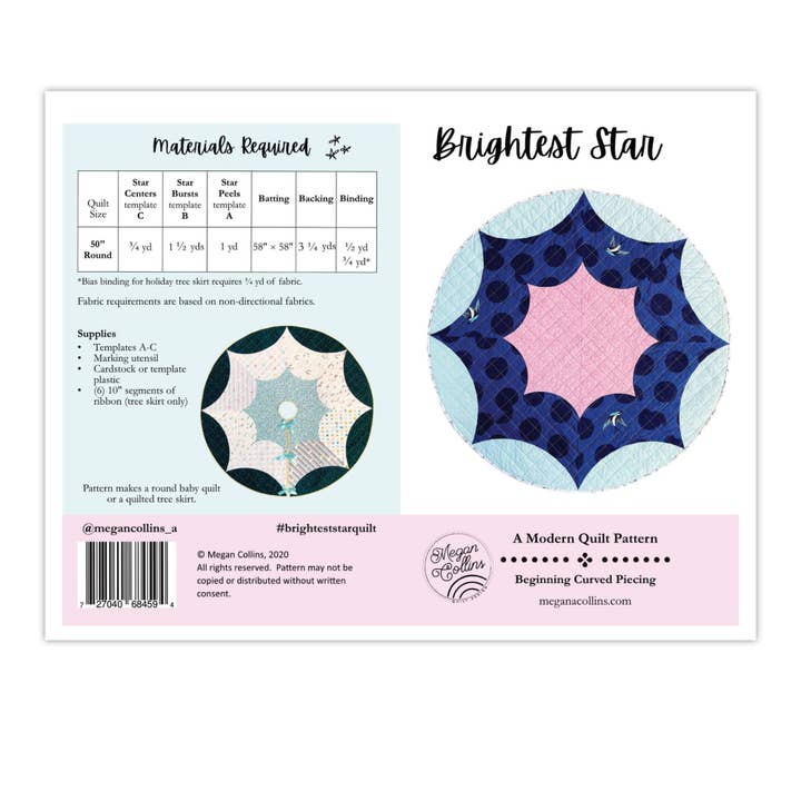 Brightest Star Quilt Pattern for wholesale by Megan Collins Quilt Design